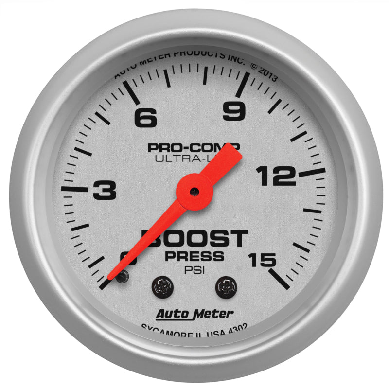 Autometer Ultra-Lite 52mm 0-15 PSI Mechanical Boost Gauge - Striker Modified