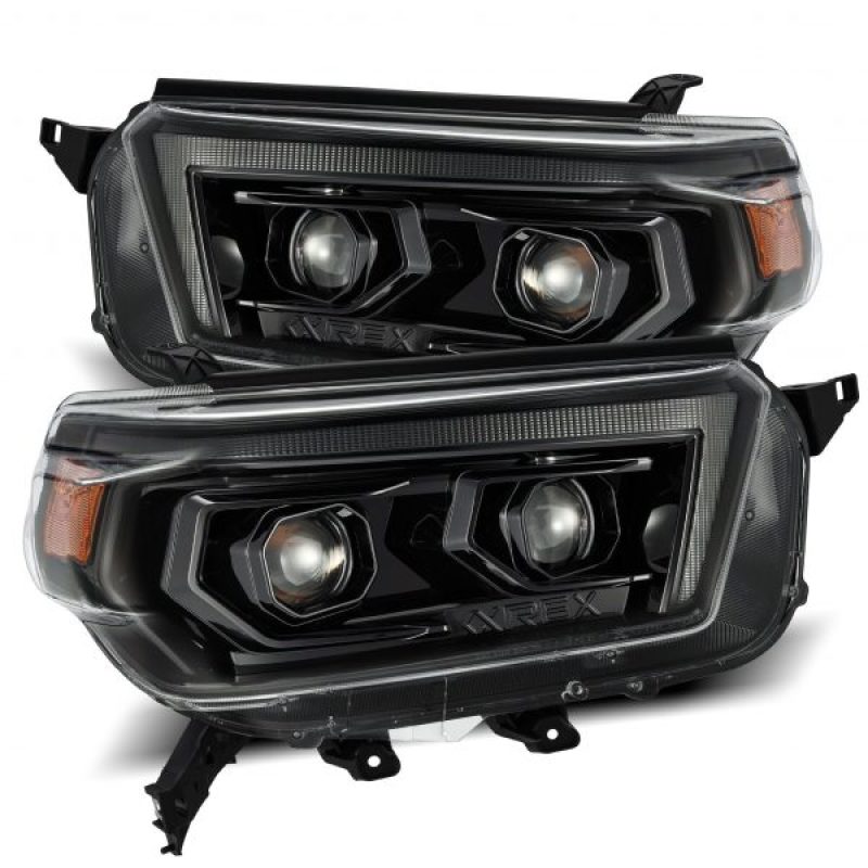 AlphaRex 10-13 Toyota 4Runner PRO-Series Proj Headlights Plank Style Alpha Blk w/Seq Signal/DRL - Striker Modified
