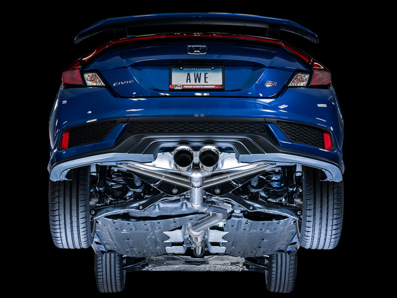 AWE Tuning 2016+ Honda Civic Si Track Edition Exhaust w/Front Pipe & Dual Chrome Silver Tips - Striker Modified