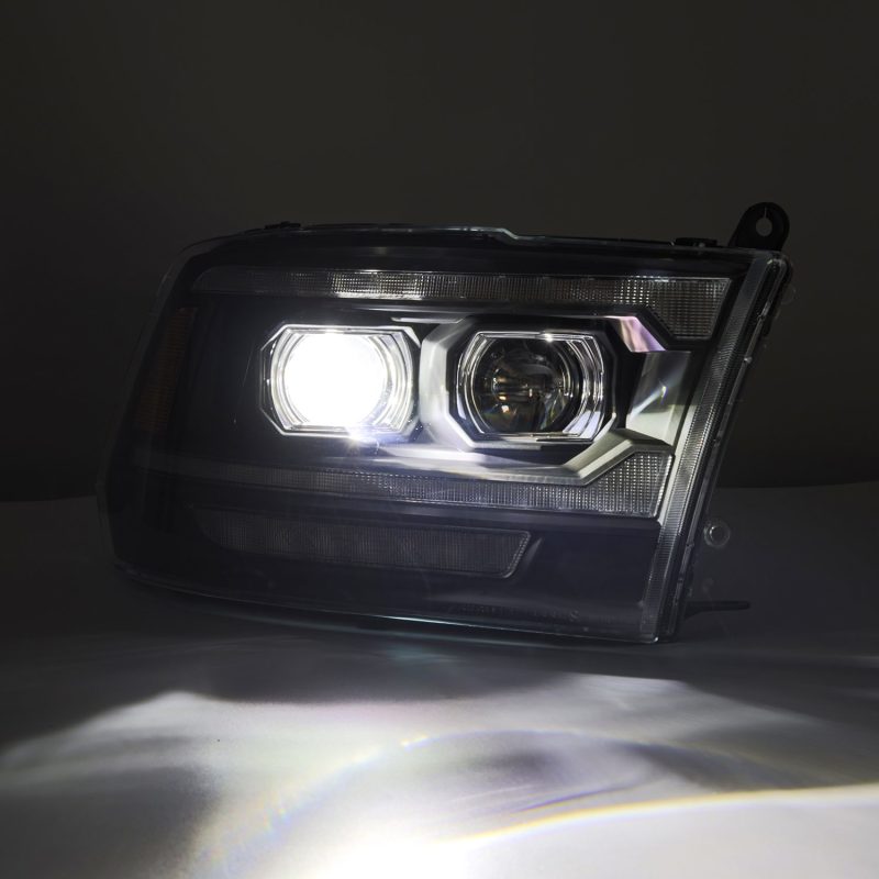 AlphaRex 09-18 Dodge Ram 2500 LUXX LED Proj Headlights Plank Style Blk w/Activ Light/Seq Signal/DRL - Striker Modified