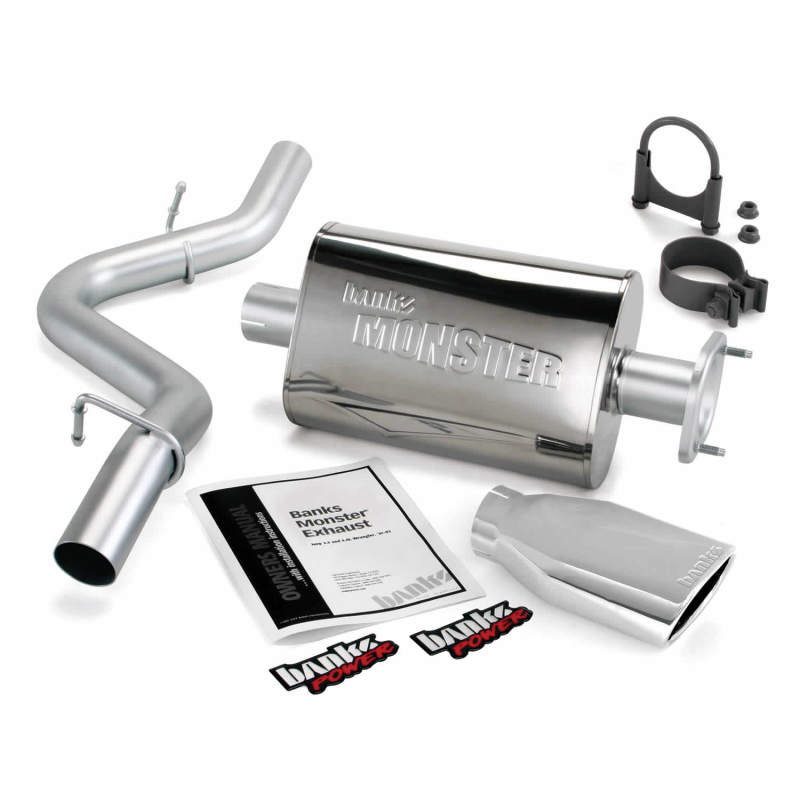 Banks Power 04-06 Jeep 4.0L Wrangler Unlimited Monster Exhaust Sys - SS Single Exhaust w/ Chrome Tip - Striker Modified