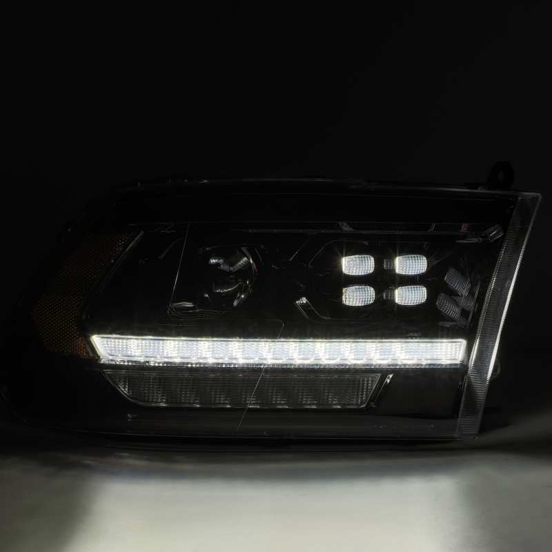 AlphaRex 09-18 Dodge Ram 2500 LUXX LED Proj Headlights Plank Style Black w/Activ Light/DRL - Striker Modified