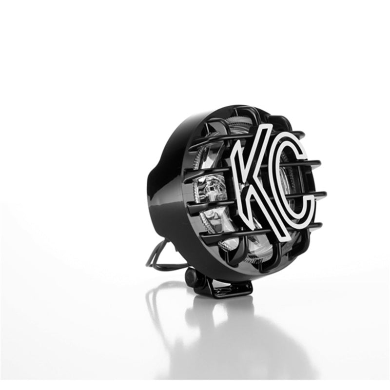 KC HiLiTES Rally 400 4in. Round Halogen Light 55w Spread Beam (Single) - Black - Striker Modified