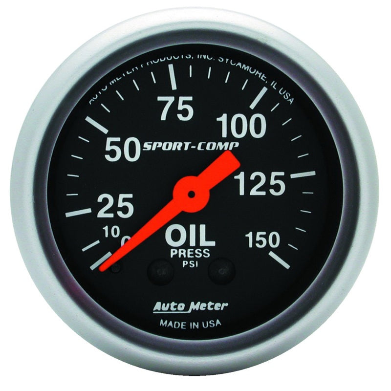 Autometer Sport Comp 52mm Mechanical 0-150 PSI Oil Pressure Gauge - Striker Modified