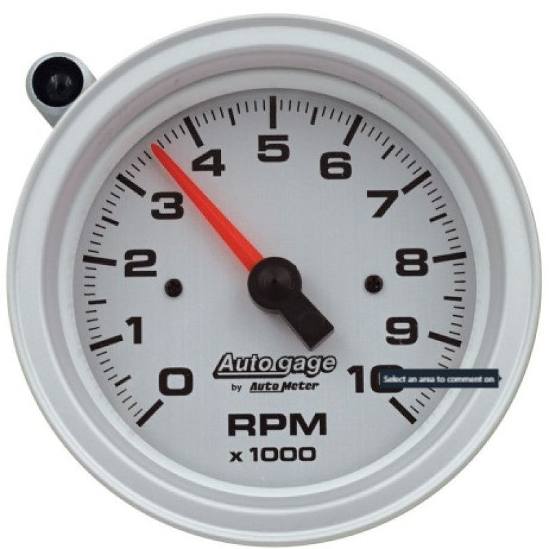 AutoMeter Tachometer Gauge 10K RPM 3 3/4in Pedestal w/Ext. Shift-Light - Silver Dial/Black Case - Striker Modified