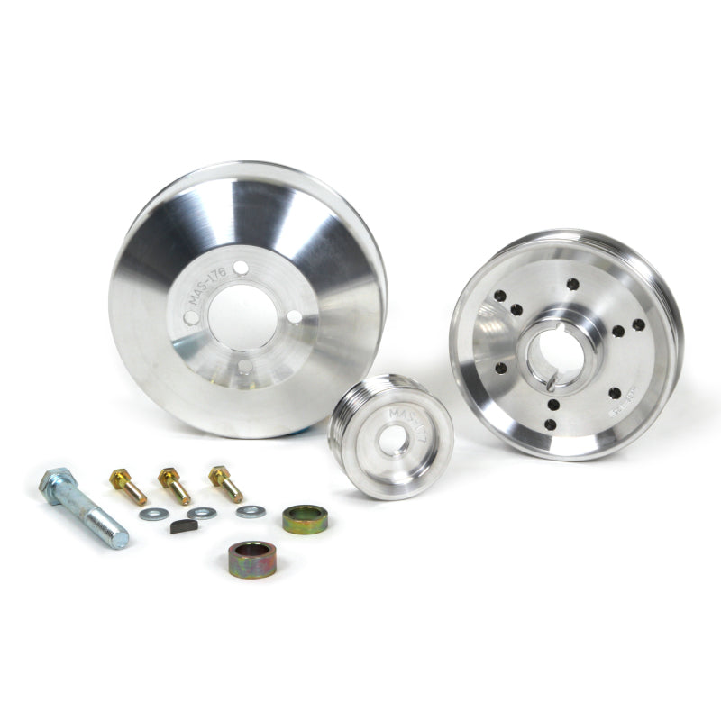 BBK 96-01 Mustang 4.6 GT Cobra Underdrive Pulley Kit - Lightweight CNC Billet Aluminum (3pc) - Striker Modified