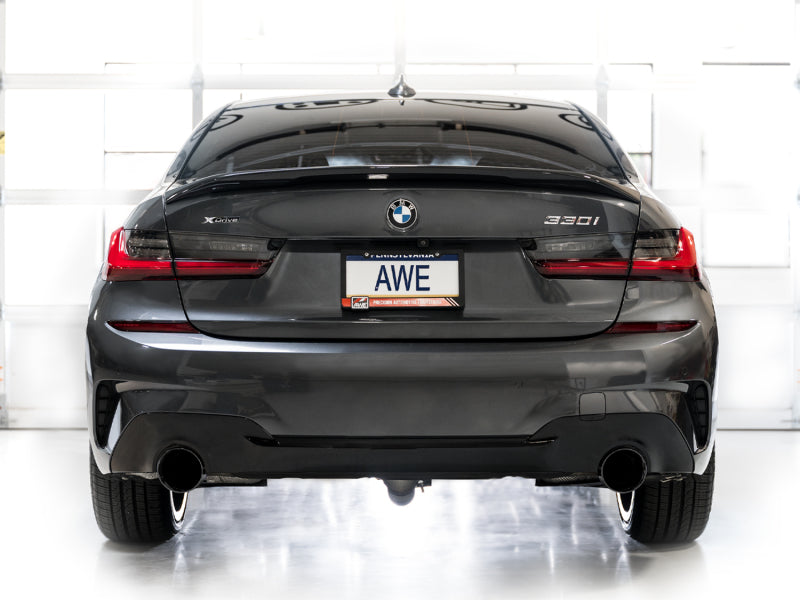 AWE 19-23 BMW 330i / 21-23 BMW 430i Base G2X Track Edition Axle Back Exhaust - Diamond Black - Striker Modified