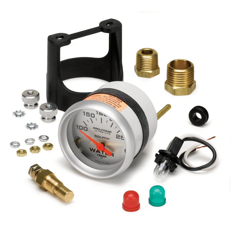 Autometer Ultra-Lite 52mm 100-250 Deg F Short Sweep ElectricWater Temp Gauge - Striker Modified