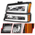 ANZO 2003-2006 Chevrolet Silverado 1500 Crystal Headlights w/ Light Bar Black Housing - Striker Modified
