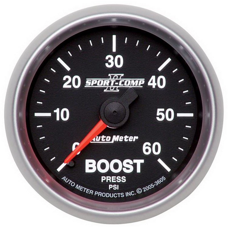 Autometer Sport-Comp II Mechanical 52mm 0-60 PSI Mechanical Boost Gauge - Striker Modified