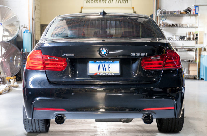 AWE Tuning BMW F3X 335i/435i Touring Edition Axle-Back Exhaust - Chrome Silver Tips (102mm) - Striker Modified