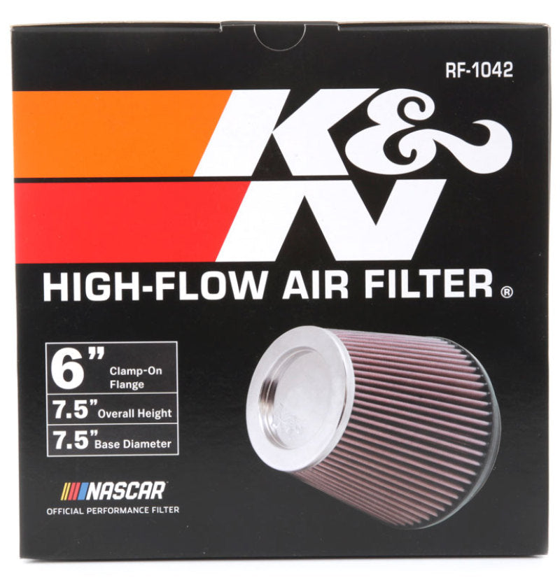 K&N Round Tapered Universal Air Filter 6in Flange ID x 7.5in Base OD x 5in Top OD x 6.5in Height - Striker Modified