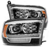 AlphaRex 09-18 Dodge Ram 2500 LUXX LED Proj Headlights Plank Style Black w/Activ Light/DRL - Striker Modified