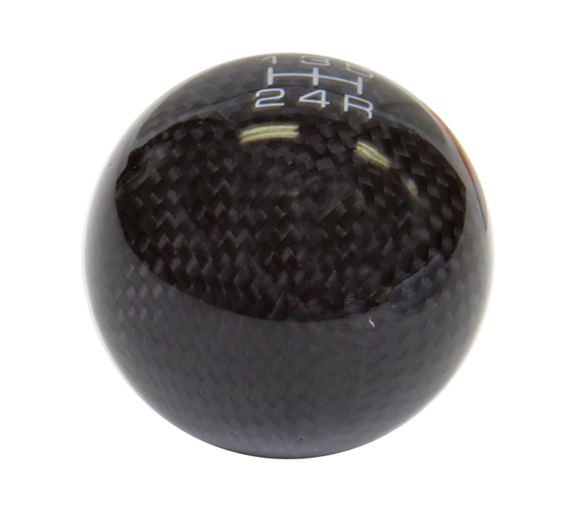 NRG Universal Ball Style Shift Knob (No Logo) - Black Carbon Fiber (5 Speed Pattern) - Striker Modified
